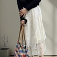 thumbnail image 6 of Women Korean Eyelash Lace Layering Long Skirt Hip Scarf with Tie Up Vintage Flower Lace Hip Covering Apron Skirts, 6 of 8