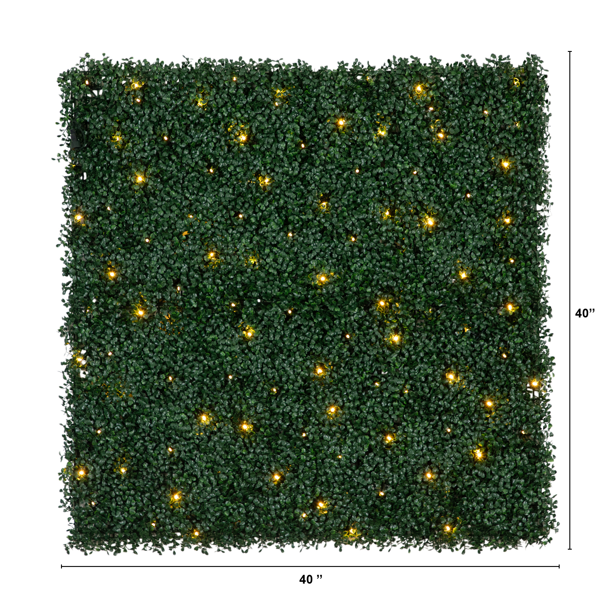 Nearly Natural 40in. x 40in. UV Resistant Boxwood Artificial Living Wall Panel with 100 Warm White LED Lights (Indoor/Outdoor)