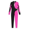 thumbnail image 6 of Aiihoo Women Long Sleeve Shiny Rhinestone Gymnastics Leotard Full Length Figure Skating Jumpsuit Bodysuit Catsuit Hot Pink XL, 6 of 7