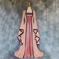thumbnail image 2 of ZVAVZ Womens Wedding Guest Medieval Costume Dress Flare Sleeve Lace up Over Long Dresses Irish Fairy Wedding Guest Dress for Pink,5XL, 2 of 6