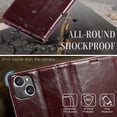 thumbnail image 2 of SaniMore for iPhone 15 Plus (6.7" 2023) Case, PU Leather Auto-magnet Full Protection Flip Kickstand Card & Cash Slots, Retro Shockproof Anti-fall Wallet Business Shell, Winered, 2 of 9
