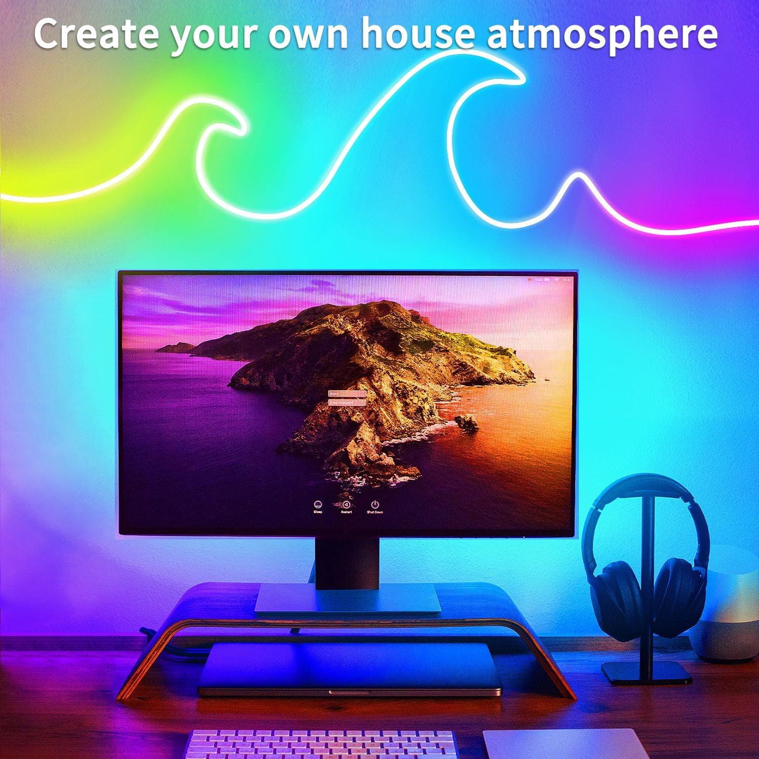 LED Neon Rope Lights - 16.4ft 24V RGB Flexible Strip Lights with Remote and APP Control, IP65 Waterproof for Bedroom and Outdoor Decor