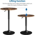 thumbnail image 4 of Topeakmart Height Adjustable Round Pub Table Counter Bar Height MDF Top Table 360° Swivel Bar Tables Tall Cocktail Tables Bistro Table, Rustic Brown, 4 of 8