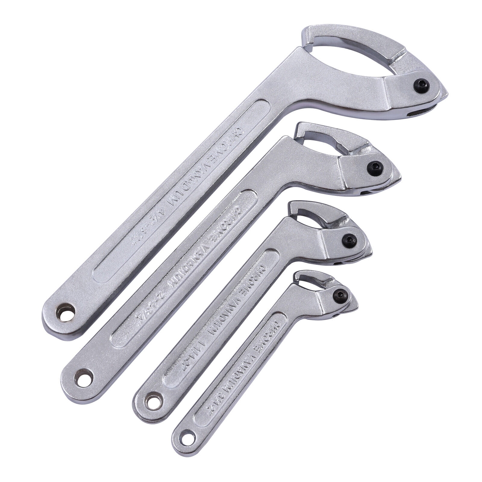 4 Pieces C Pin Spanner Hook Wrench Adjustable Spanner Wrench Set for Tighten Lock Nuts Bearings