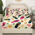 thumbnail image 3 of Erosebridal Slippers Print Sheet Set Twin, Flip Flops Twin Sheet Sets, Cute Starfish Bedding Twin Size, Lightweight Bedroom Decor, 3 Pieces, 3 of 7