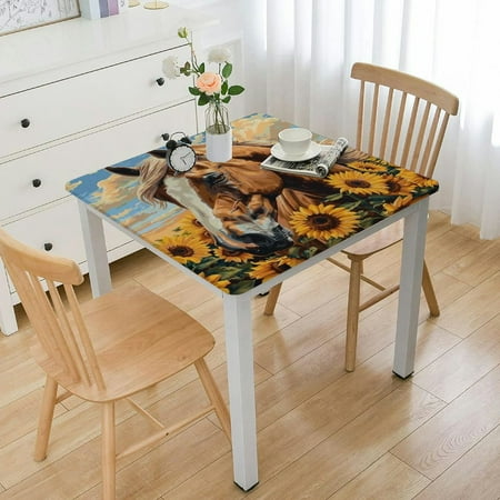 

Horse Flower Tablecloth Waterproof Polyester Fabric Table Cloth Stain and Resistant Washable Table Cover for Kitchen Dining Picnic Party Home