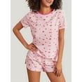 thumbnail image 3 of Biezeib Women’s Two Piece Pajamas Set Short Sleeve Crew Neck Plaid Print Tops and Shorts Set Sleepwear, 3 of 6