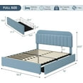thumbnail image 3 of Rugerasy FULL Size Bed Frame with Storage Headboard and 2 Drawers,Girls Bed Frame with Boucle UpholsteRed Platform,Built-in Bookcase,No Box Spring Needed,Easy Assembly,Durable and Stylish,Blue, 3 of 7