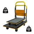 thumbnail image 6 of Hand Trucks Flatbed Cart, 330lbs Heavy Duty Capacity Platform Hand Truck 360 Degree Swivel Wheels Foldable Push Hand Cart for Loading and Storage, Warehouse-Yellow,Platform Dollies, 6 of 11