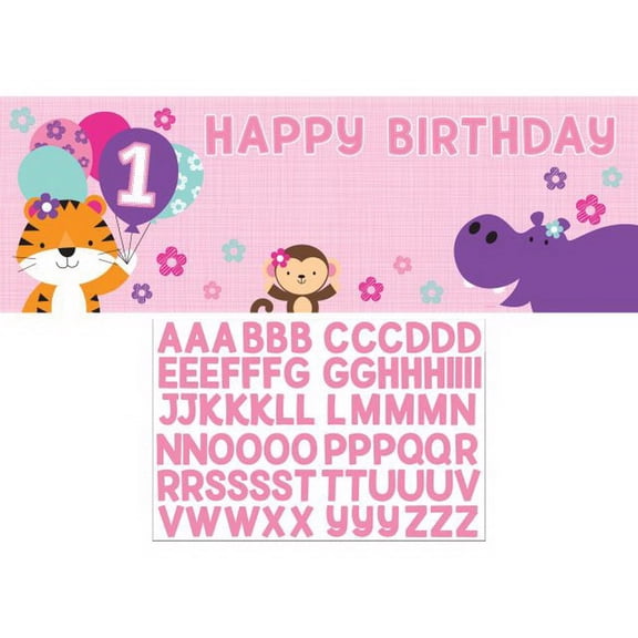 1st Birthday 'One is Fun Girl' Giant Customizable Banner (1ct)