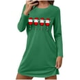 thumbnail image 3 of Aboser Christmas Nightgown for Women Long Sleeve Cotton Blend Sleepshirts Funny Wine Glass Printing Pajama Dress Casual Crew Neck Holiday Loungewear, 3 of 7