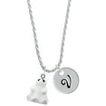 thumbnail image 1 of Delight Jewelry Resin Ghost Silvertone Script Initial Disc - V - Charm Necklace, 20"+3", 1 of 4
