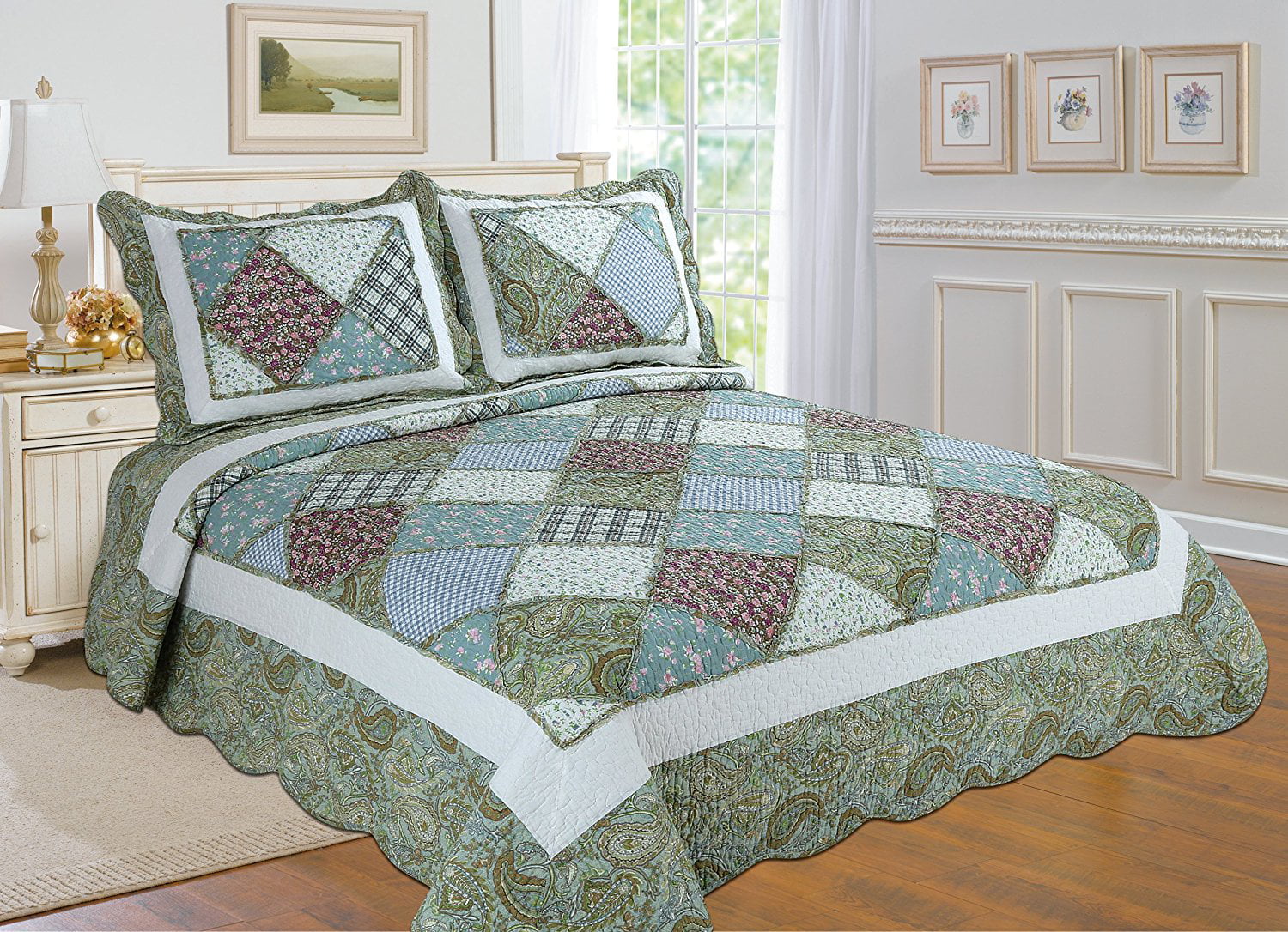 Details about   Embroidered flower COMFORTER REVERSIBLE set FULL SIZE Perfect gift & decoration