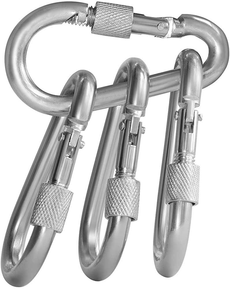 10 pcs Carabiner Hooks with Screw  Stainless steel Hammock Locking Solid Metal 6 