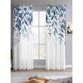 thumbnail image 2 of Blue Leaves Sheer Curtains 84 Inch Length 2 Panels Set for Living Room/Bedroom, Summer Botanical Kitchen Curtains with Grommet Semi-Sheer Curtains Drapes Voile Window Treatments 42"x84"x2, 2 of 7