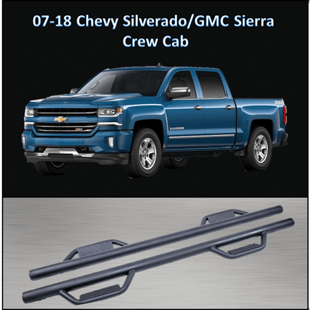 CONEXT Hoop Style Dropped Steps Textured Nerf Bars for 2007-2018 Chevy Silverado / GMC Sierra Crew Cab (Best Nerf Bars For Silverado)