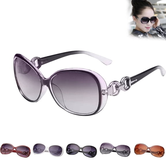 Trendy Polarized Oval Sunglasses for Women Retro Chic 90s Shades Lightweight Sunnies, Purple,1PC