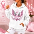 thumbnail image 2 of BODOAO Women's Breast Cancer Awareness Graphic Hoodie Long Sleeve Pullover Sweatshirt with Drawstring Hood and Kangaroo Pocket, Casual Support Ribbon Top White 2XL, 2 of 5