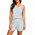 thumbnail image 6 of BUIGTTKLOP Women's Striped Sleeveless Pajama Set Drawstring Shorts 2 Piece Loungewear Sleepwear Homewear, 6 of 6