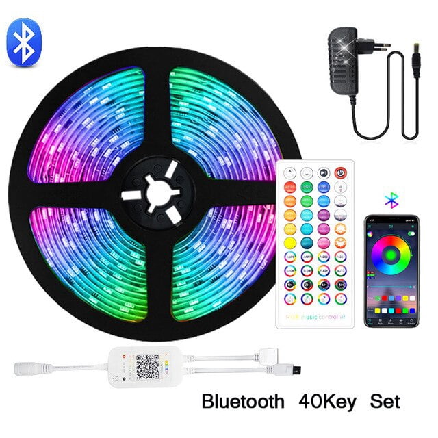 Tira de Luces Led Rgb 5050 para retroiluminación de Tv, 12V, 5M, 10M, 15M, barra de iluminación impermeable 2835 Led, controlador Bluetooth para el hogar mágico