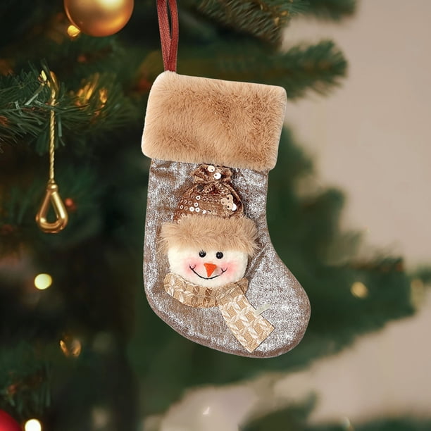 1 pieza de material de poliéster Dibujos animados Calcetines navideños Bolsas de regalo navideñas Árbol de Navidad/chimenea/ventana/escalera Colgantes decorativos