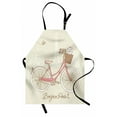 thumbnail image 1 of Dog Apron Romantic Postcard from Paris Pattern Dog in Basket of the Bicycle Illustration, Unisex Kitchen Bib Apron with Adjustable Neck for Cooking Baking Gardening, Egg Shell and Coral, by Ambesonne, 1 of 3