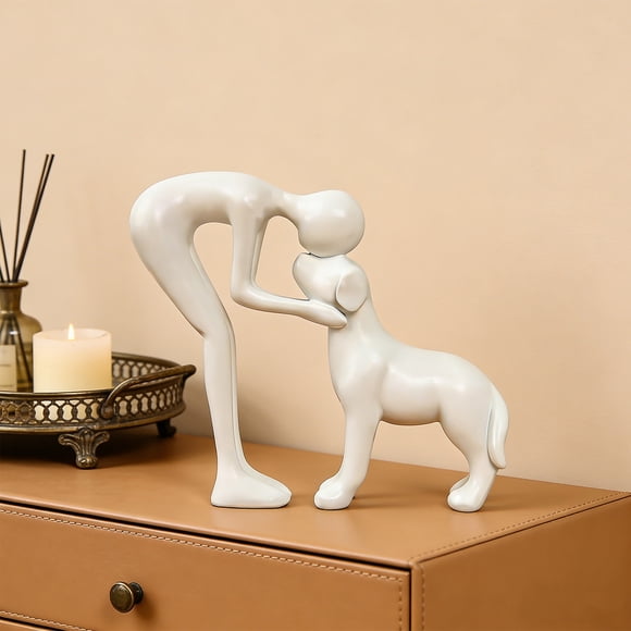 Dvumao Man and Dog Statue, Pet Memorial Sculpture for Pet Lovers, Resin Figurine Home Decor