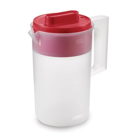 Rubbermaid Plastic Pitcher, Clear/Red, 2 Quart