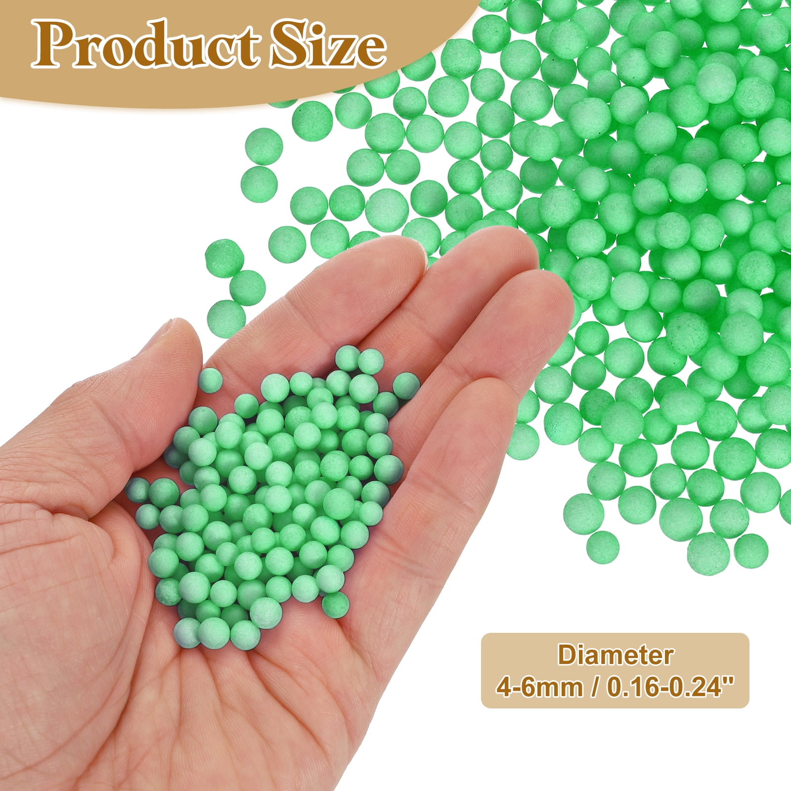 10Pack 0.16"-0.24" Foam Ball, Mini Round Foam Beads Balls for DIY Crafts, Party Decorations, Fillings of Vase Pillow, Emerald Green
