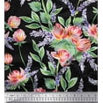 thumbnail image 1 of Soimoi Cotton Duck Fabric Leaves & Lotus Flower Decor Fabric Printed Yard 42 Inch Wide, 1 of 1