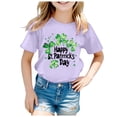 thumbnail image 4 of Toddler Girls Short Sleeve T Shirts St. Patrick's Day Children's Printed Casual Shirt Size 4-5T ,Purple, 4 of 4