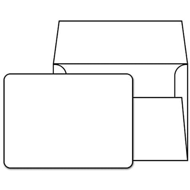 White Heavy Blank Note Cards with Rounded Corners and Envelopes Size