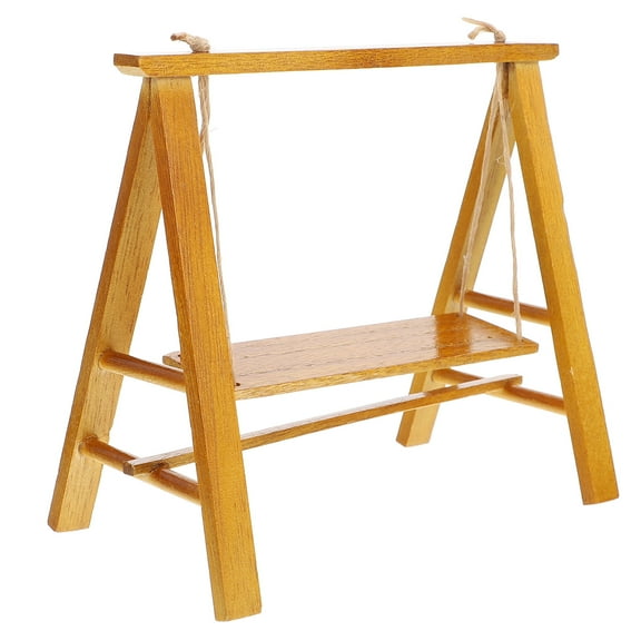 Doll House Mini Swing Landscape Swing Ornament Miniature Wooden Swing