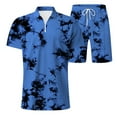 thumbnail image 3 of HBFAGFB Sweat Suits for Men 2 Piece Gradient Quarter Zip Pullover Men Tops Trendy Shorts Blue Size M, 3 of 4