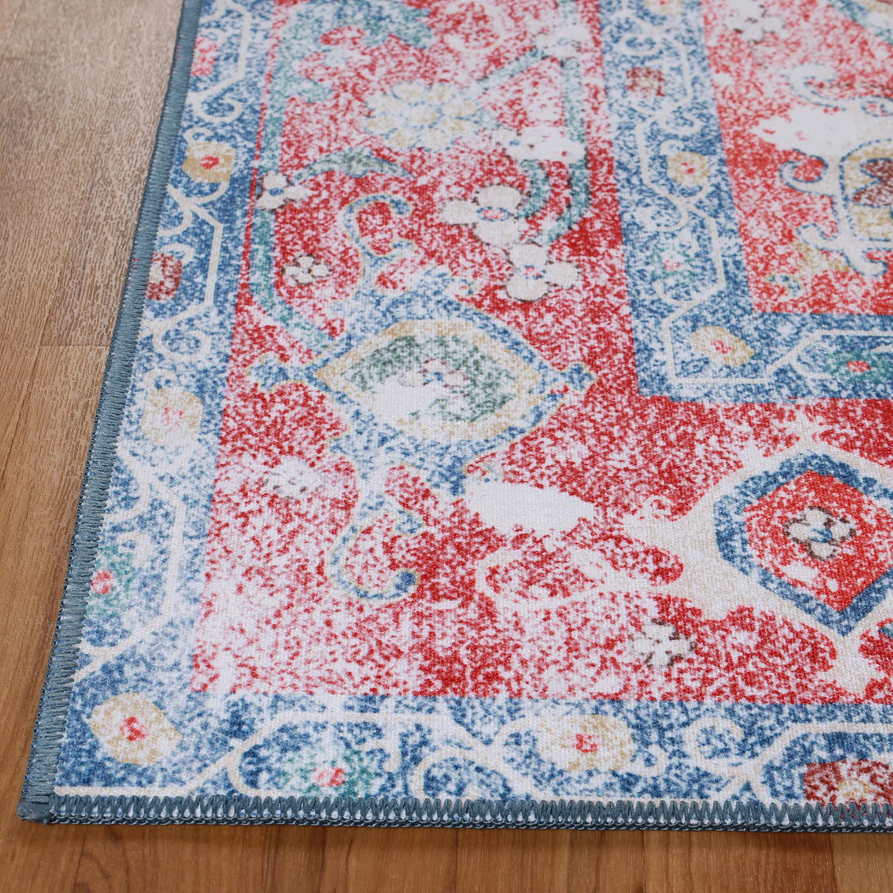 Superior Tanager Rustic Non-Slip Washable Indoor Area Rug, 7' x 10', Red
