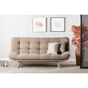 Misa Soft Cushion Seat Armless Futon Sofa, Easy to Assemble Sleeper sofa, Vizon