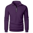 thumbnail image 4 of HAiming Mens Long Sleeve Pullover Top Quarter Zip Lapel Collar Casual Solid Color Golf Shirts Trendy Sweatshirt, 4 of 6