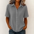 thumbnail image 2 of Fancifize Womens Camp Shirts Short Sleeve Collared Button Down Texture Blouses Summer Tops Casual Shirt S-2XL, 2 of 6