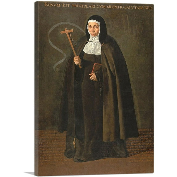 ARTCANVAS The Nun Jeronima De La Fuente 1620 Canvas Art Print by Diego Velazquez - Size: 40" x 26" (0.75" Deep)