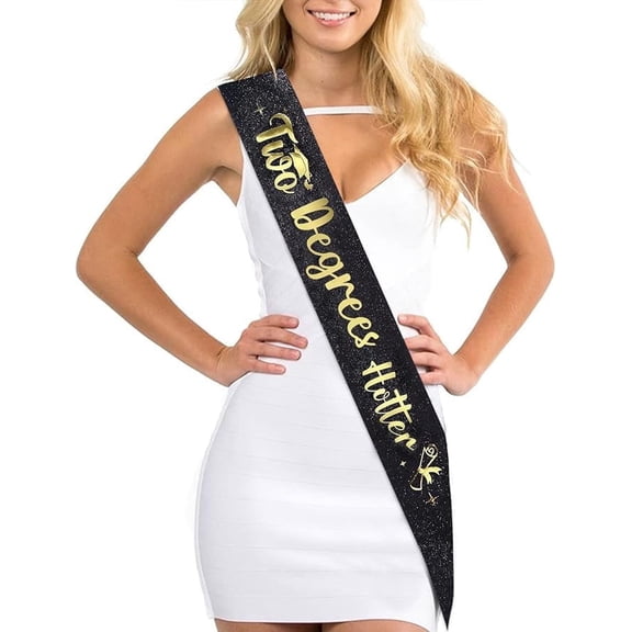 Graduation Party Decorations 2026 Black and Gold - Two Degrees Hotter Sash, Congrats Grad Class of 2026 Sash for Senior High School College Graduation Party Supplies