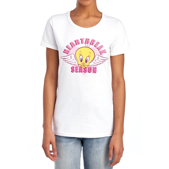 Looney Tunes Tweety Heartbreak Valentine Women's T Shirt, White, Medium