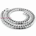 thumbnail image 5 of Heavy 20mm Silver Cut Curb Cuban Link Chain 316L Stainless Steel Men's Necklace, 5 of 6