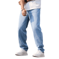 thumbnail image 2 of Mrmall Mens Wide Leg Jeans Y2k Straight Leg Loose Fit Jeans Streetwear Denim Washed Hip Hop Jeans, 2 of 6