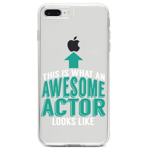 DistinctInk Clear Shockproof Hybrid Case for iPhone 7 PLUS / 8 PLUS (5.5" Screen) TPU Bumper Acrylic Back Tempered Glass Screen Protector - This Is What An Awesome Actor Looks Like