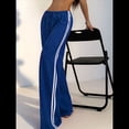 thumbnail image 4 of Pantalones Deportivos Holgados de Pierna para Mujer, Tiro Bajo, Estilo Y2K, con Cordón Ajustable Azul S, 4 of 10