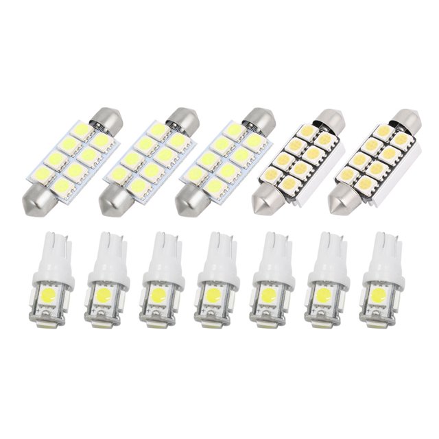 12uds Pack de Luces 41mm 42mm Festón SMD LEDs Blanco T10 Bombillas Interior para Vehículos
