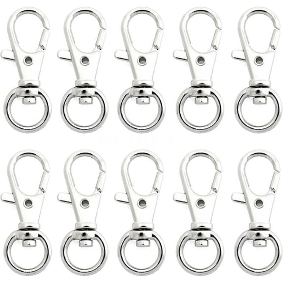 TUWAFE 50 Pcs Swivel Clasps Lanyard Clips Snap Hook Metal Lobster Claw Clasp for Jewelry Making Craft Diy Project Keychain Bag Hardware Accessory (Silver)