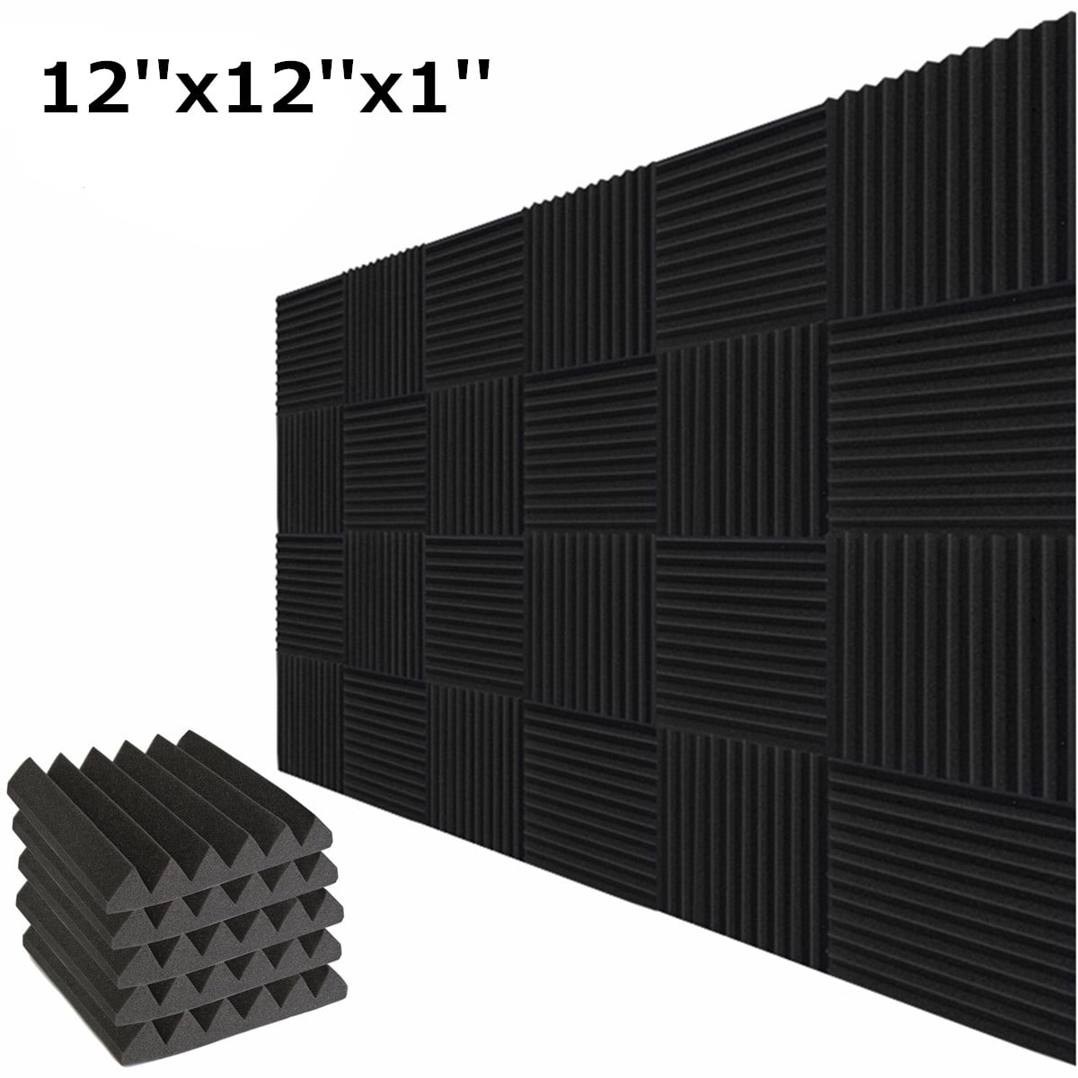 96 PACK Acoustic Foam Panel Wedge Studio Soundproofing 12”x12"x1"Wall Tiles Lot 
