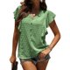 thumbnail image 3 of SAYOO Camisa suelta con botones en la parte delantera para mujer, blusas de trabajo de lunares suizos con cuello en V y mangas con volantes de verano SAYOO  Vida cotidiana, 3 of 5