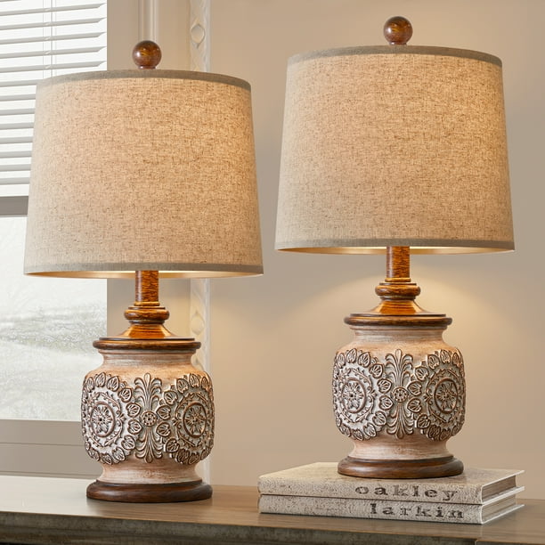 Oneach Vintage Table Lamps Bedside Lamp Set of 2 for Bedroom Living ...